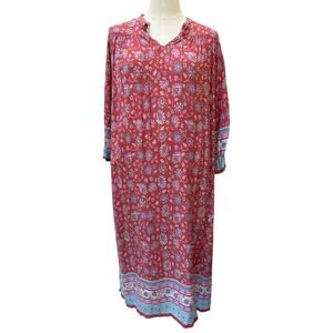 Natural Life Oversized Dara Floral Tassel Kaftan Women's Size Medium Pink